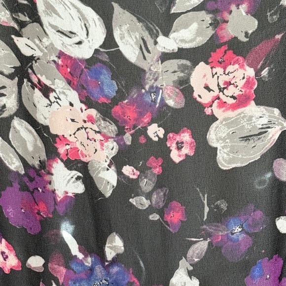 Torrid Black and Pink Floral Tie Notch Collar Sheer Blouse SKU051 - Picture 6 of 9